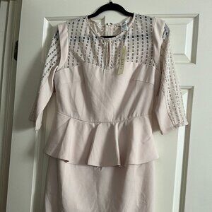 NWT Esley beige peplum dress M
